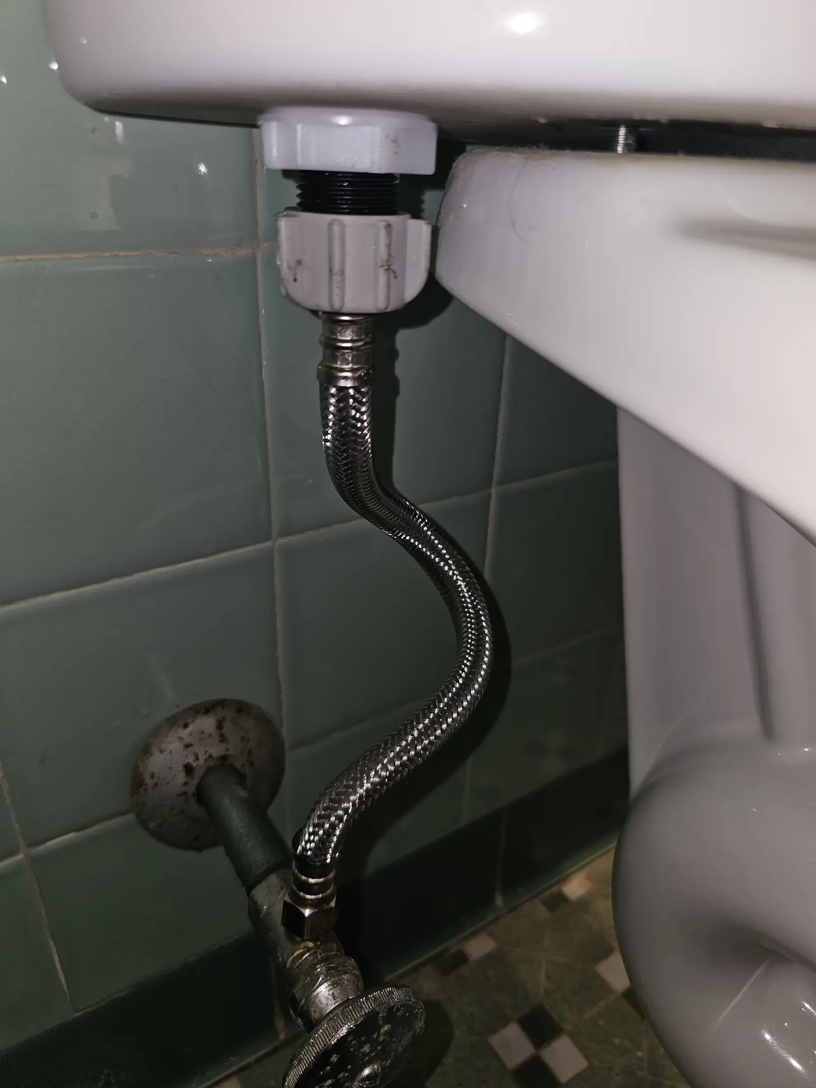 New braided toilet supply line and shutoff valve